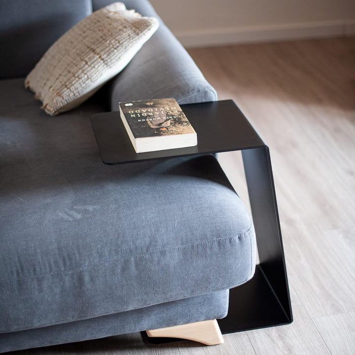 MILUKA Beistelltisch schwarz Metall 30 x 40 cm | Kleiner Tisch c Form ideal as Wohnzimmertisch, Couc