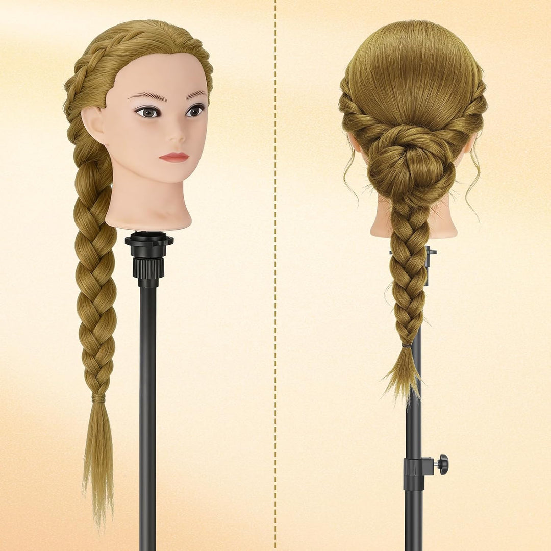 TwoWin Friseurkopf Echthaar mit Ohrlöchern, 71 cm (28 Zoll) 100% Synthetischer Mannequin Frisierkopf