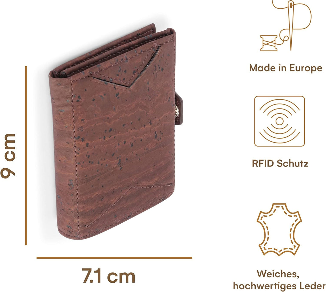 DONBOLSO Vegan Leder Slim Geldbörse mit RFID Schutz | Kreditkartenetui bis 11 Karten | Minimalistisc