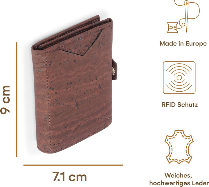 DONBOLSO Vegan Leder Slim Geldbörse mit RFID Schutz | Kreditkartenetui bis 11 Karten | Minimalistisc