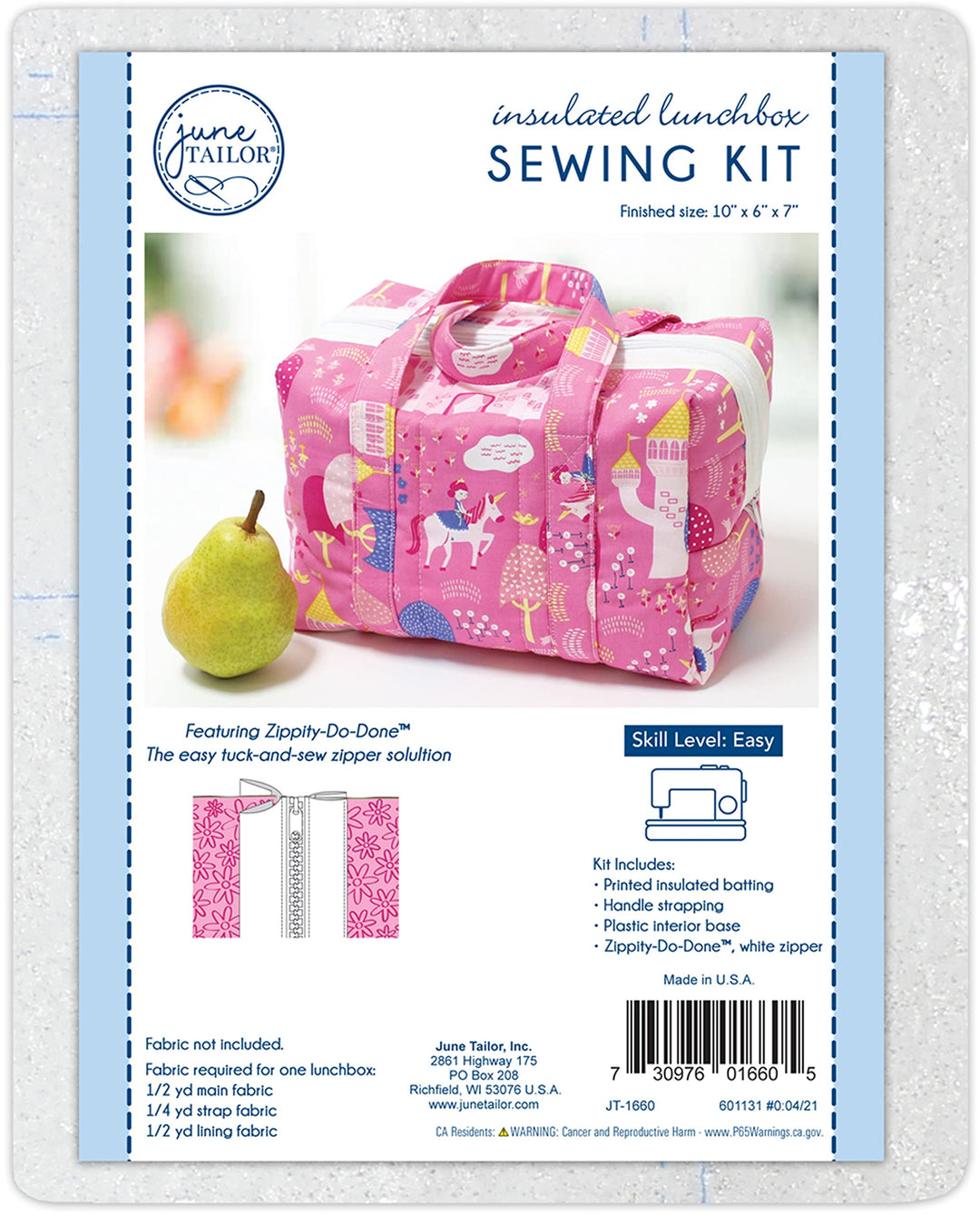 June Tailor JT-1660 KIT WHITE Lunchbox-Set, Weisse Zippity-do-done(tm)