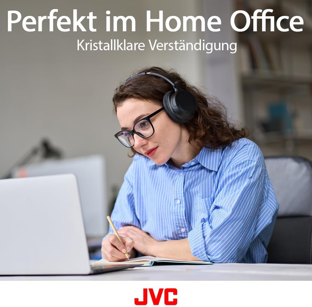 JVC HA-S95N-B - Bluetooth Around-Ear Kopfhörer mit Hybrid Noise Cancelling, BT 5.3, 50 Stunden Akkul