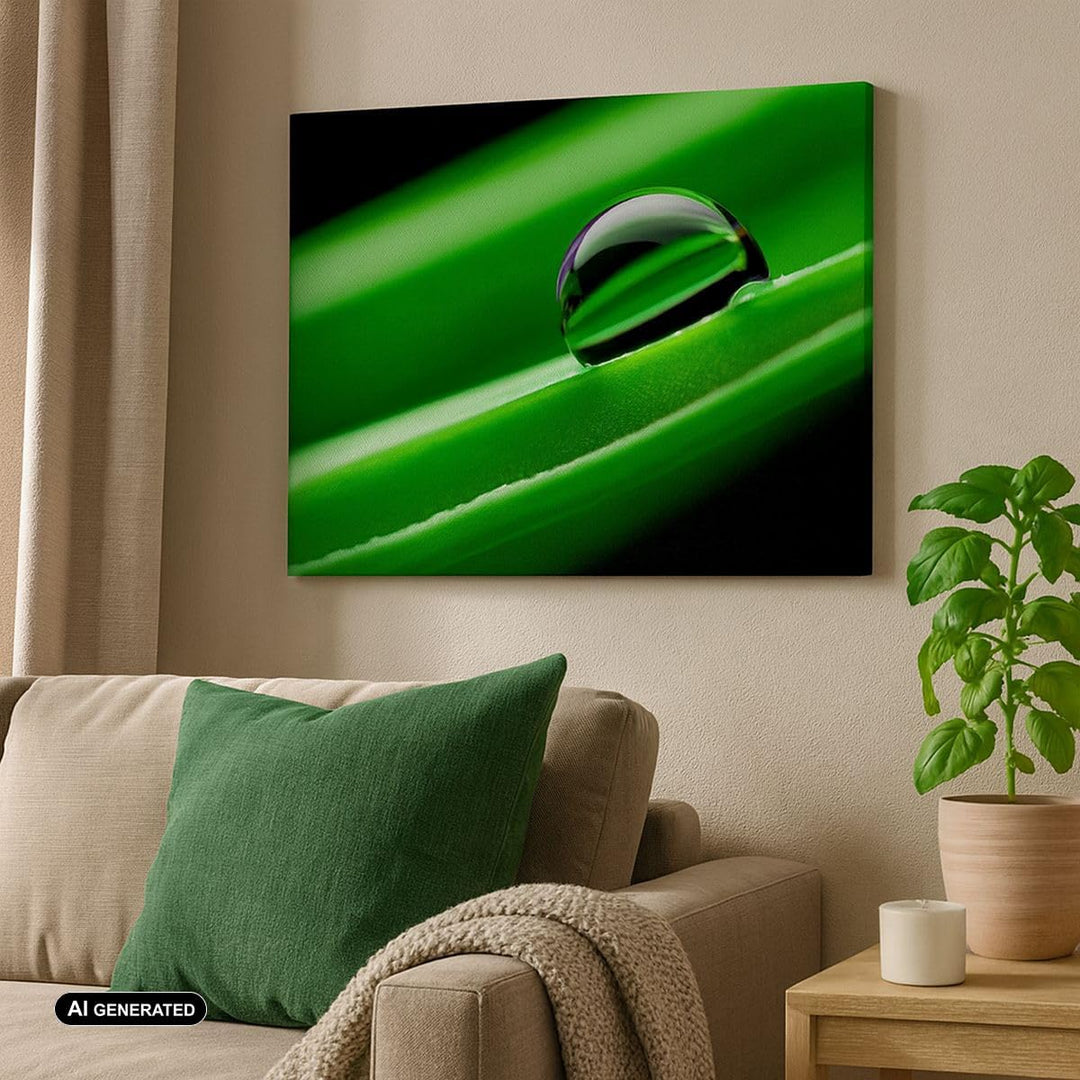 Bilder auf Leinwand Pflanze Tropfen Wasser Blase Leinwandbild 70x50cm Wandbilder Dekoration Wohnzimm