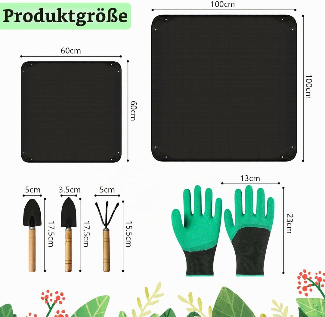 Gartenmatte Pflanzmatte,2 Stück wasserdichte Pflanzen Umtopfmatte,Faltbare Pflanzenmattemit Gartenwe