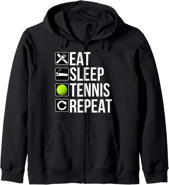 Tennisspieler Lustig - Eat Sleep Tennis Repeat Kapuzenjacke