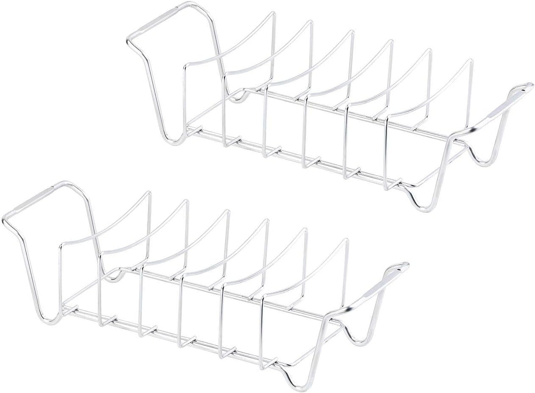 Rosenstein & Söhne Grill-Gestell-Halter: 2er-Set 2in1-Sparerib-Halter & Bratenkorb für Grill & Ofen,