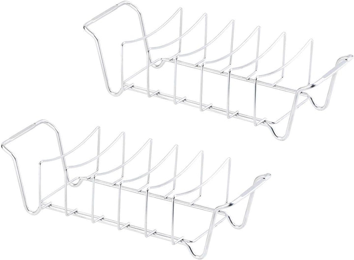 Rosenstein & Söhne Grill-Gestell-Halter: 2er-Set 2in1-Sparerib-Halter & Bratenkorb für Grill & Ofen,