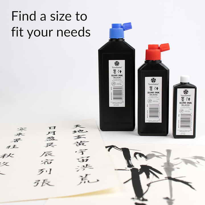 Yasutomo KY12 Permanent Liquid Sumi Tinte, 12 oz Flasche, 20 cm Höhe, 3,8 cm Breite, 7 cm Länge, Sch