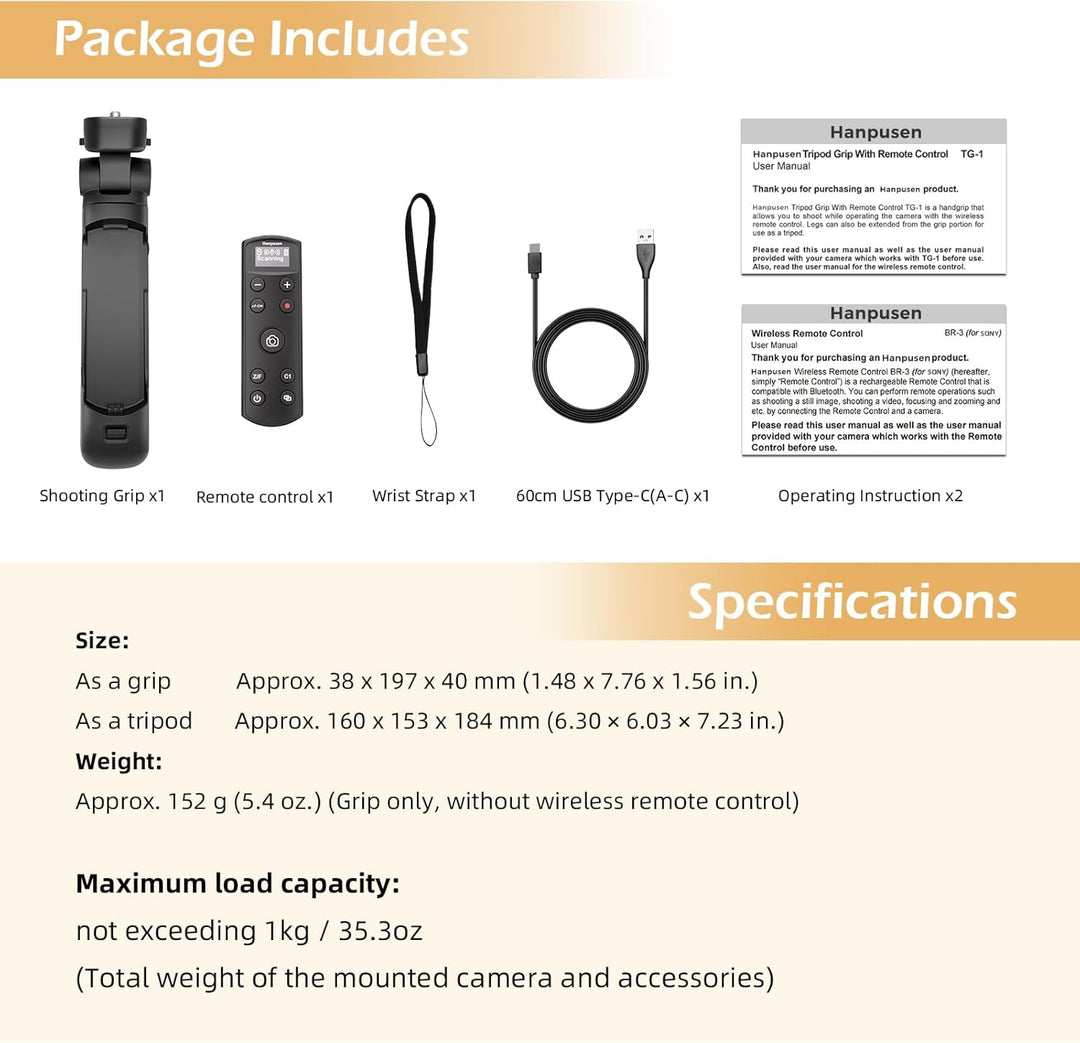 Kompatibel mit Sony Kameras Stativ - Mini-Stativ mit aufladbarer Fernbedienung mit Focus Zoom für So
