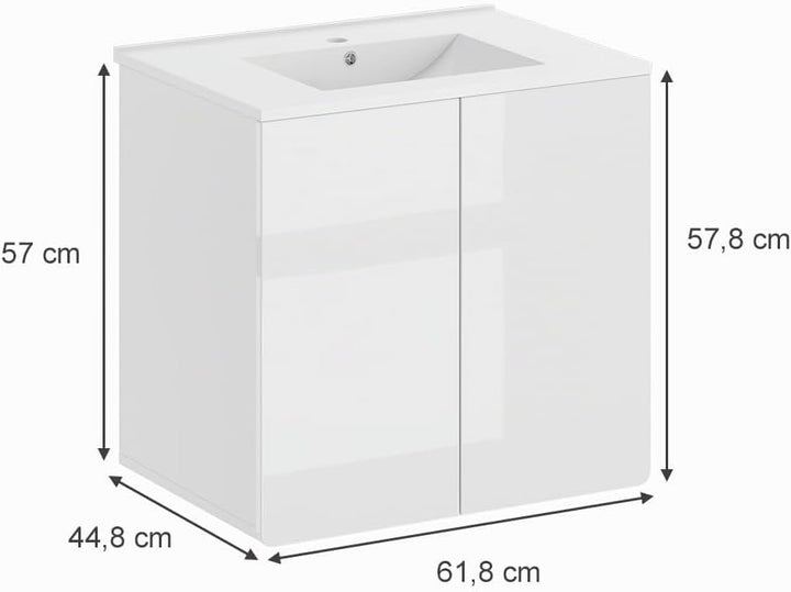 Vicco Waschbeckenunterschrank Izan, Weiss Hochglanz, 57 x 57.8 cm Badmöbel Set Izan 1, Badmöbel Set