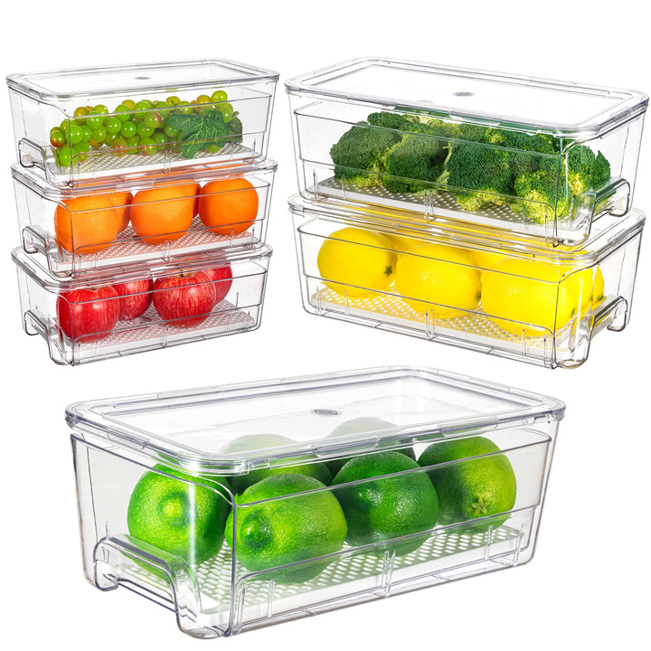 Imncya 6er-Pack stapelbare Auszugsschubladen für den Kühlschrank, transparente Kühlschrankschubladen