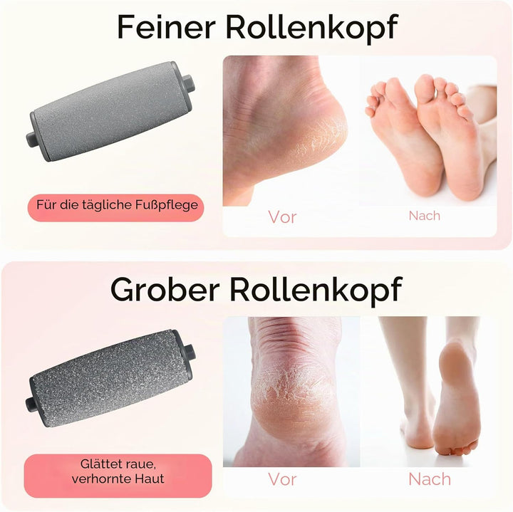 BarberBoss Elektrische Fussfeile, Hornhautentferner für Füsse, wiederaufladbares Pediküre-Set, feine