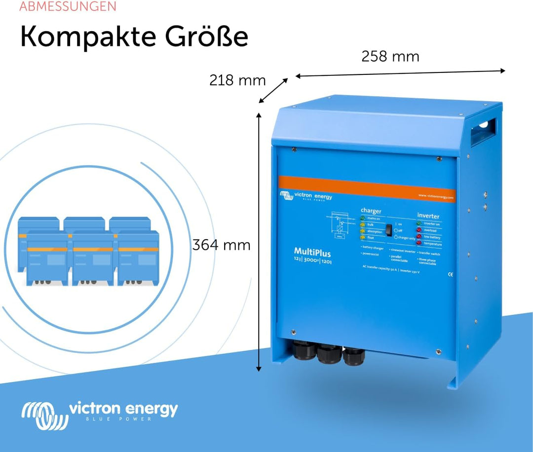 Victron Energy MultiPlus 3000VA 12-Volt 230V Reiner Sinus Wechselrichter 120 Amp Batterie Ladegerät,