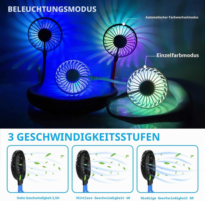 Nackenventilator, tragbarer Mini-USB-Ventilator, tragbarer Hals-Ventilator, wiederaufladbar, Luftküh