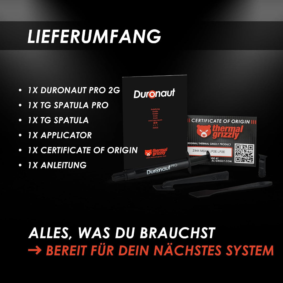 Thermal Grizzly Duronaut Pro - 2g Wärmeleitpaste - überragende Langzeitstabilität und Wärmeleitfähig