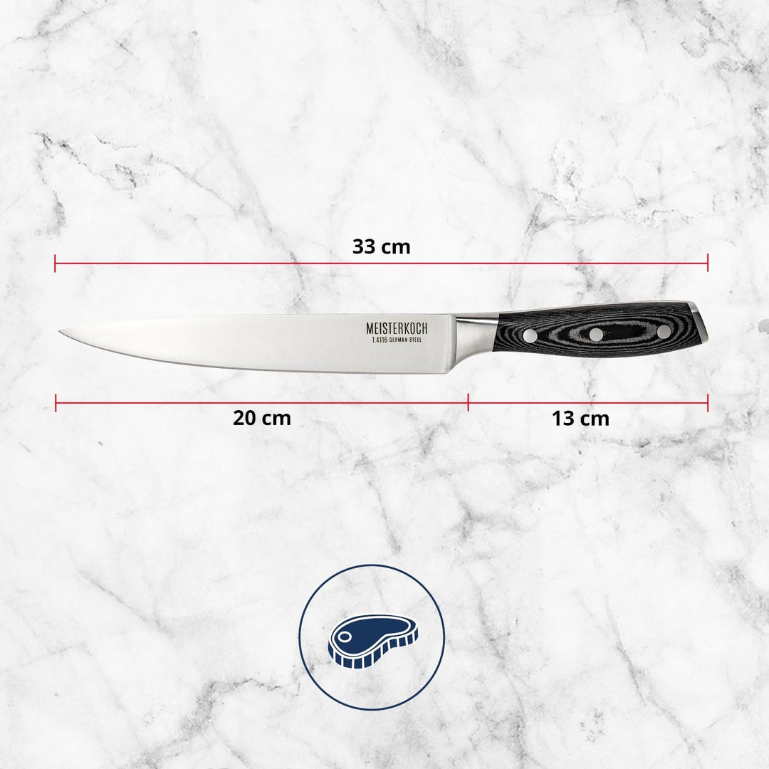 MEISTERKOCH Fleischmesser Messer Küchenmesser | 20 cm Klinge aus rostfreiem deutschen Edelstahl | er