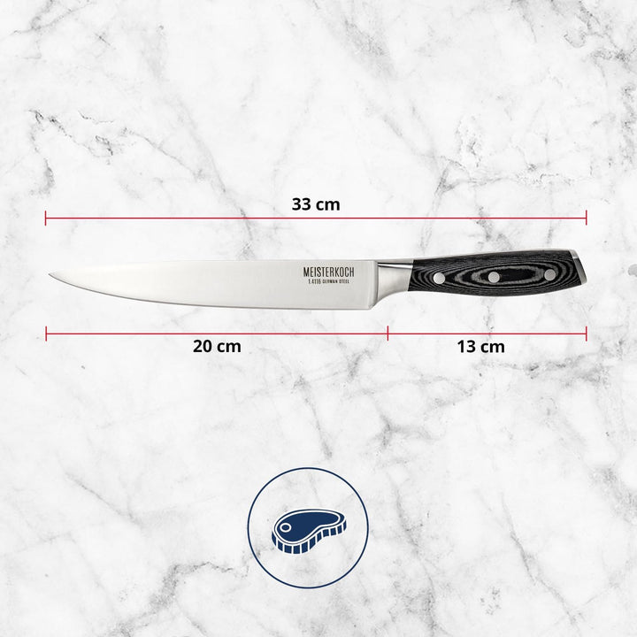 MEISTERKOCH Fleischmesser Messer Küchenmesser | 20 cm Klinge aus rostfreiem deutschen Edelstahl | er