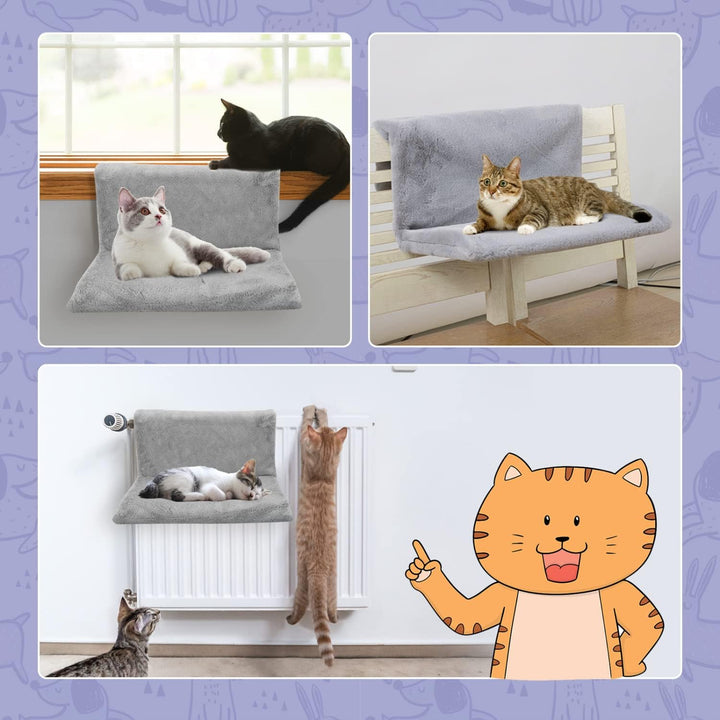 Nobleza Katzenbett für Heizungen, mit Starkem Abnehmbarem Metallrahmen,Grau,48 * 30 * 25cm