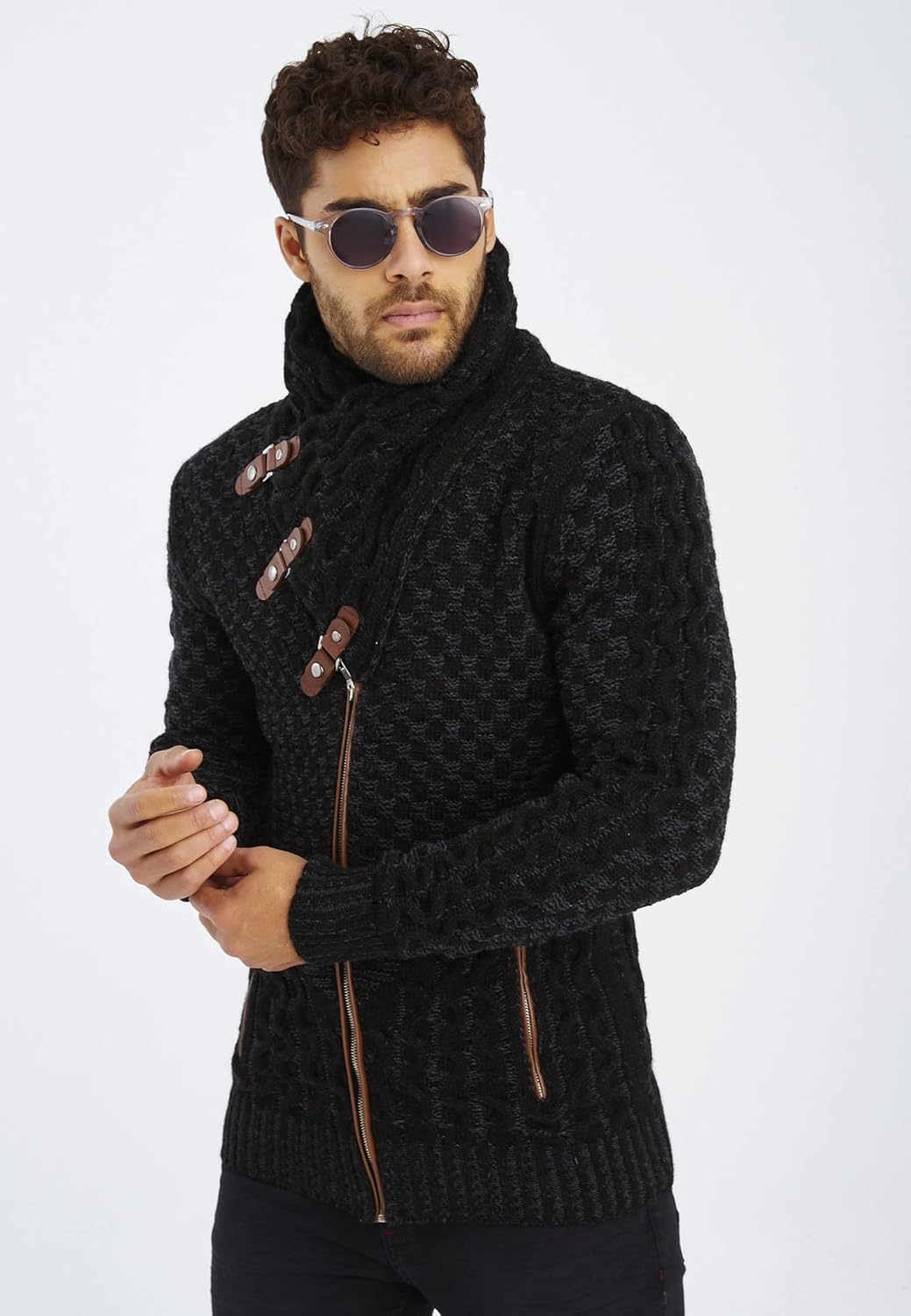 Leif Nelson Herren Strickjacke mit Reissverschluss in Regular Fit, Männer Cardigan in Langarm Design