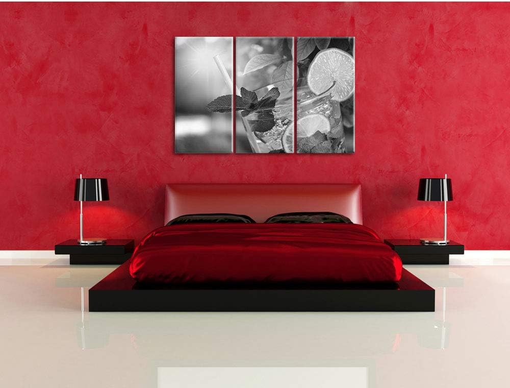 Pixxprint Mojito Cocktail als Leinwandbild/Grösse: 3 Teilig (120x80) cm/Wandbild/Kunstdruck/fertig b