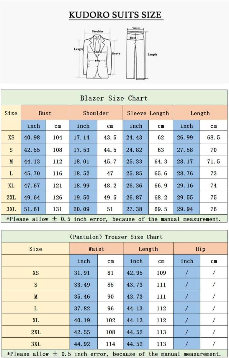 KUDORO Herren Anzüge 3-Teilig Slim Fit Paisley für Hochzeit Party Eine Knöpfe Jacquard Smoking Herre