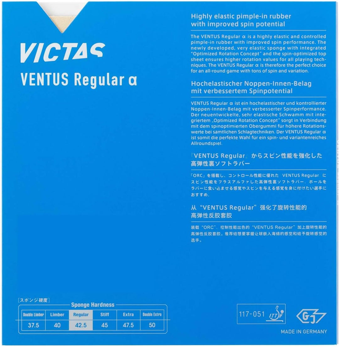VICTAS Belag Ventus Regular Alpha Schwarz 2,0 mm, Schwarz 2,0 mm