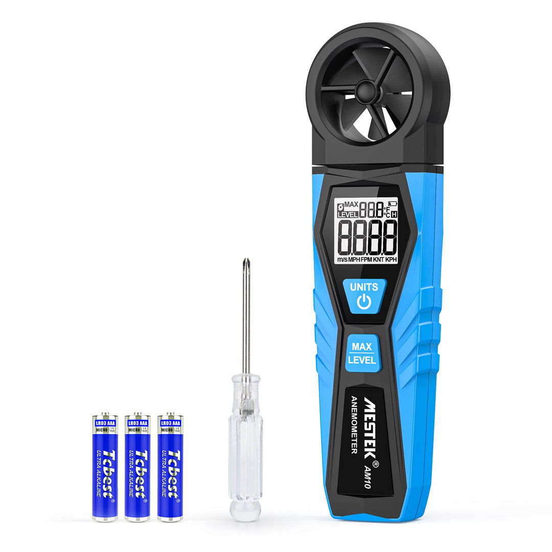 MESTEK Digitaler Anemometer Windmesser Windmessgerät Handheld Windgeschwindigkeit Lufttemperatur Max