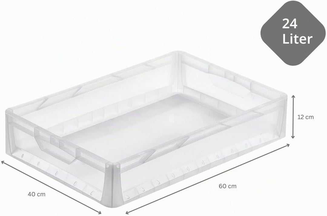 PROREGAL SuperSparSet 8x Transparenter Eurobehälter LightLine mit offenem Griff | HxBxT 12x40x60cm |