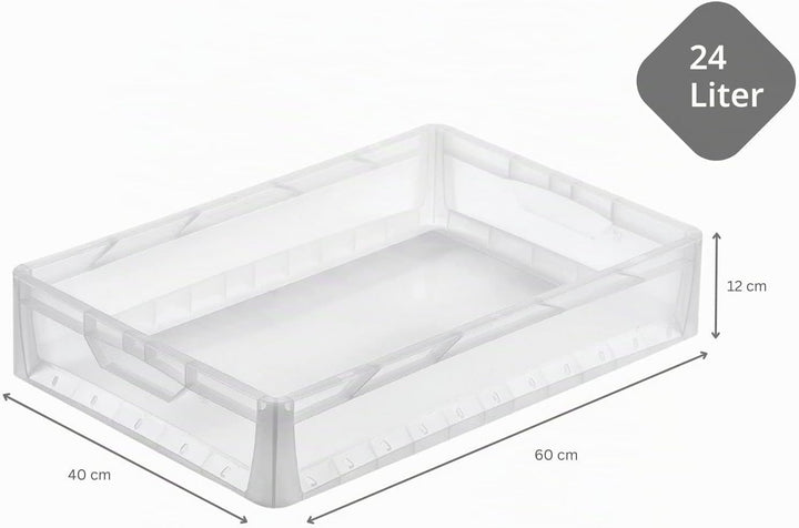 PROREGAL SuperSparSet 8x Transparenter Eurobehälter LightLine mit offenem Griff | HxBxT 12x40x60cm |