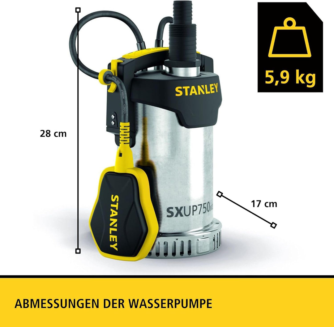 Stanley Tauchpumpe SXUP750XCE für Klarwasser (750 W,max. Förderleistung 11.000 l/h, max. Förderhöhe