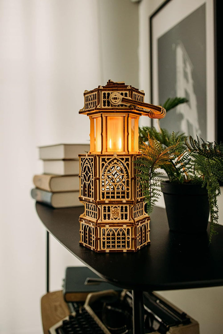 Wood Trick Antike Laterne Leuchtendes LED 3D Holzpuzzle für Erwachsene und Kinder zum Selberbauen -