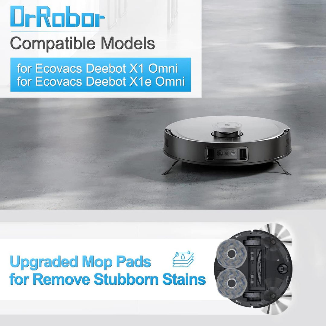 DrRobor Zubehör Kit für ECOVACS DEEBOT X1 Omni, Ersatzteile Staubbeutel, Hauptbürste, Feinstaubfilte