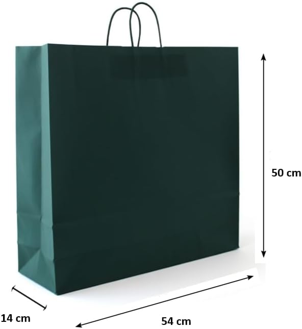 PGV Papiertragetaschen mit Kordel extra gross 54 + 14 x 50 cm (175 Stück, DUNKELGRÜN) 175 Stück Dunk