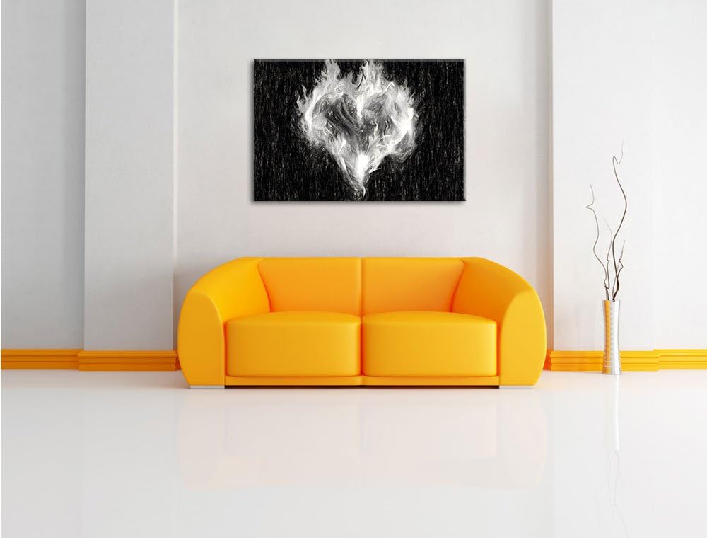 Pixxprint Dark - Herz aus Feuer und Wasser als Leinwandbild/Grösse: 100x70 cm/Wandbild/Kunstdruck/fe