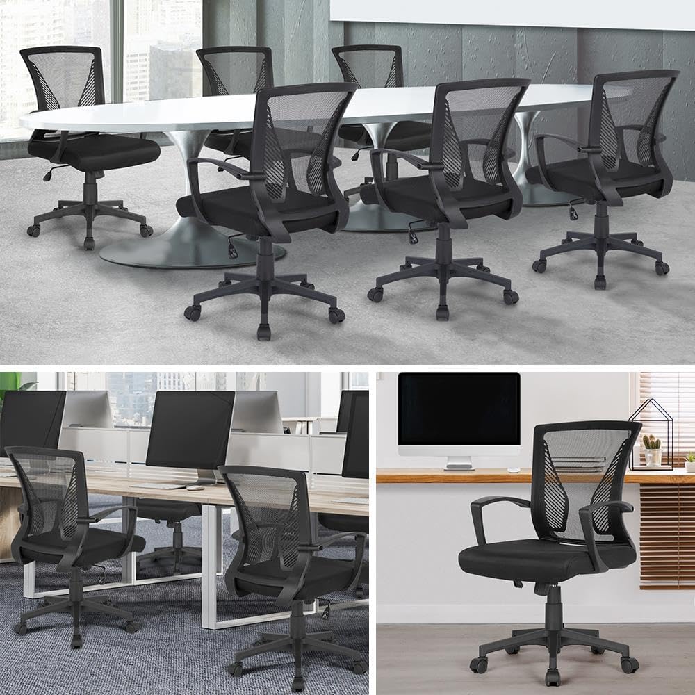 Yaheetech 2 Stück Bürostuhl, Schreibtischstuhl ergonomisch, Drehstuhl mit Netzbespannung, höhenverst