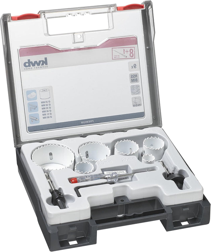 kwb 598220.0 Profi Bi-Metall Lochsäge-Set Nr. 1 für Installateure – 9-teilig, HSS-CO, Vario Zahnung,