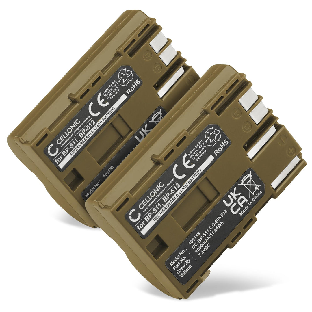 CELLONIC 2X Kamera Ersatzakku BP-511,-512,-514,BP-508 für Canon EOS 5D EOS 50D, EOS 40D, EOS 30D 300