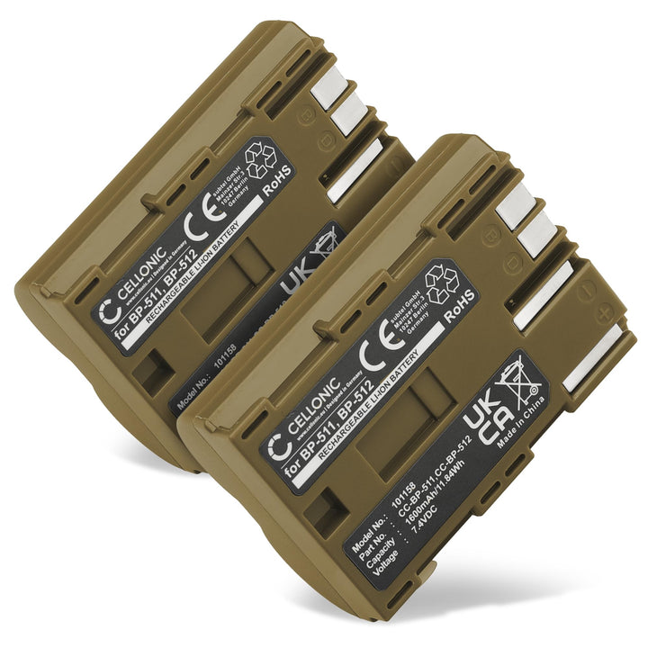 CELLONIC 2X Kamera Ersatzakku BP-511,-512,-514,BP-508 für Canon EOS 5D EOS 50D, EOS 40D, EOS 30D 300