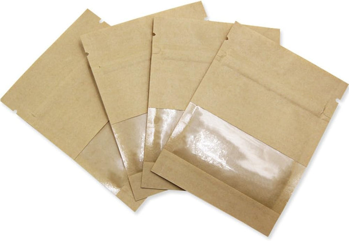 WACCOMT Pack 100 Stücke Reissverschluss Heisssiegel Kraftpapier Aufbewahrungstasche Verpackung mit T