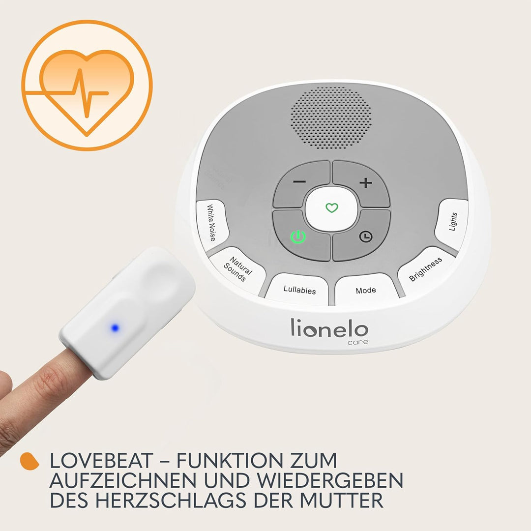 LIONELO BabyNap Tragbare Baby-Einschlafhilfe 2-in-1 Nachtlicht mit 11 Lichtfarben, 20 Töne, Schlafli