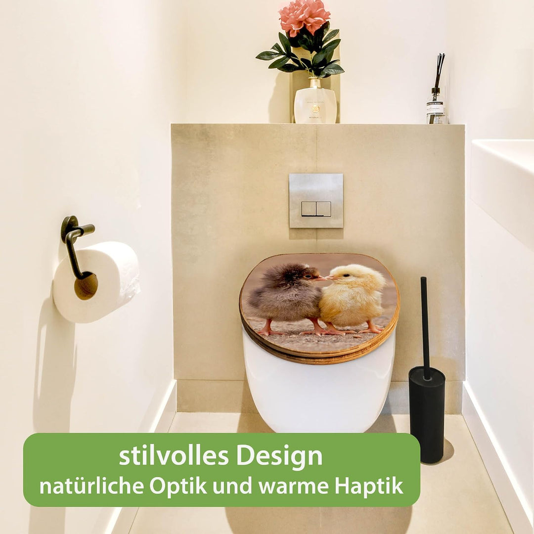 banjado Design WC Sitz Bambus Absenkautomatik 45,8x37,5cm - Toilettendeckel mit Absenkautomatik Holz
