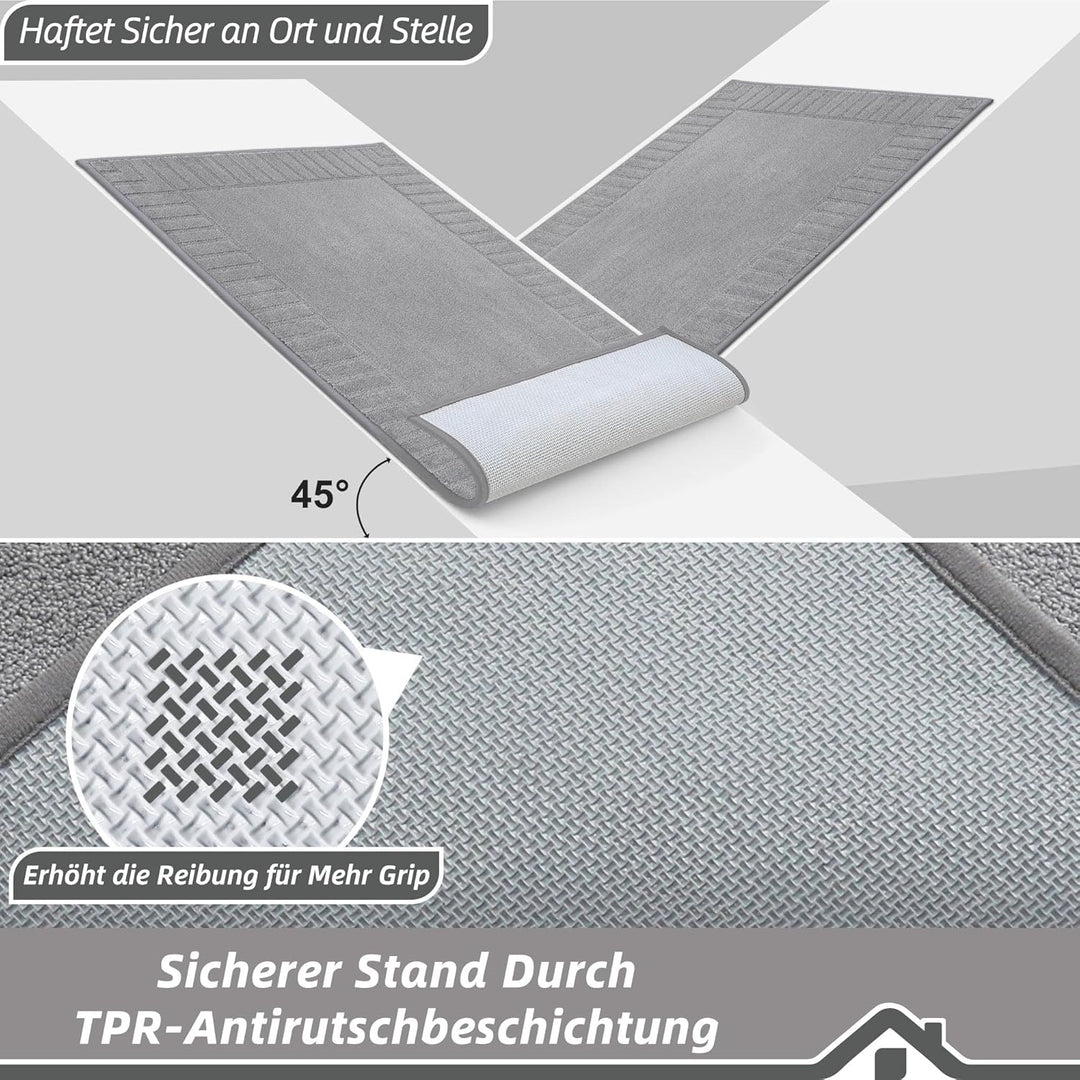 BEQHAUSE Fussmatte Innen, waschbare Sauberlaufmatte TPR rutschfeste Türmatte, Schmutzfangmatte für H