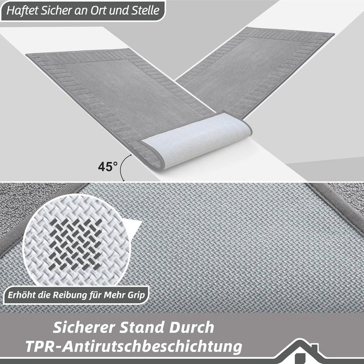 BEQHAUSE Fussmatte Innen, waschbare Sauberlaufmatte TPR rutschfeste Türmatte, Schmutzfangmatte für H