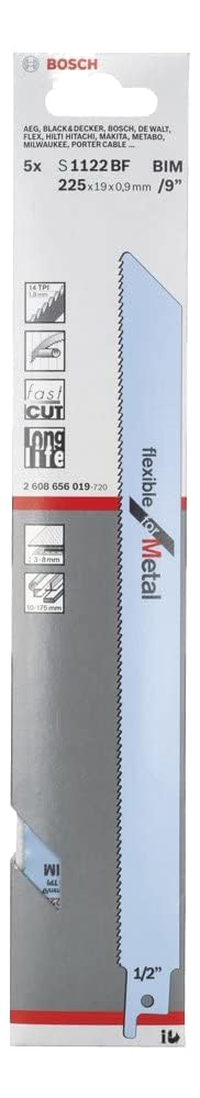 Bosch Reciprosägeblätter Metall lang S 1122 BF 5 Stück 225 mm Metall Medium (3-8mm) Rohre und Profil