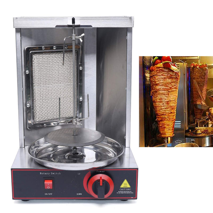 Edelstahl Gas Kebab Machine Vertikalgrill, 2000W Grosse Kapazität Hocheffizient Dönergrill, Dönerspi