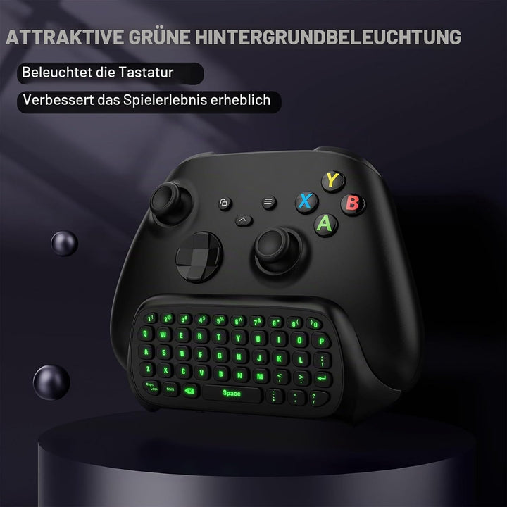 MoKo Xbox Mini Tastatur, 2.4G Empfänger Wireless Chatpad Game Tastatur mit Headset Green Hintergrund