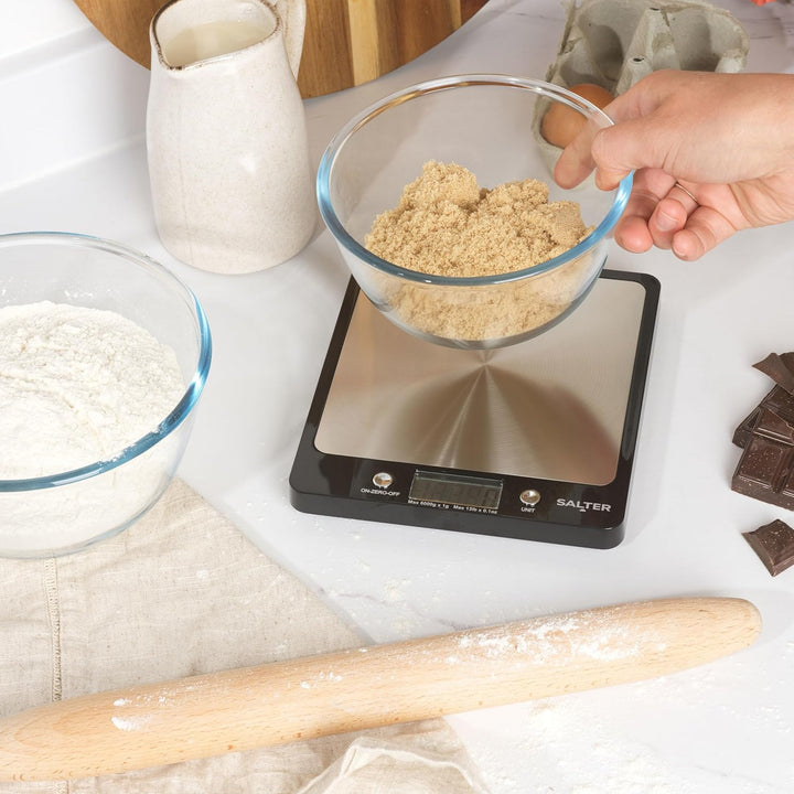 Salter Küchenwaage Digital, Digitale Küchenwaage mit Grossem Display, Waage Küchenwaage mit Edelstah
