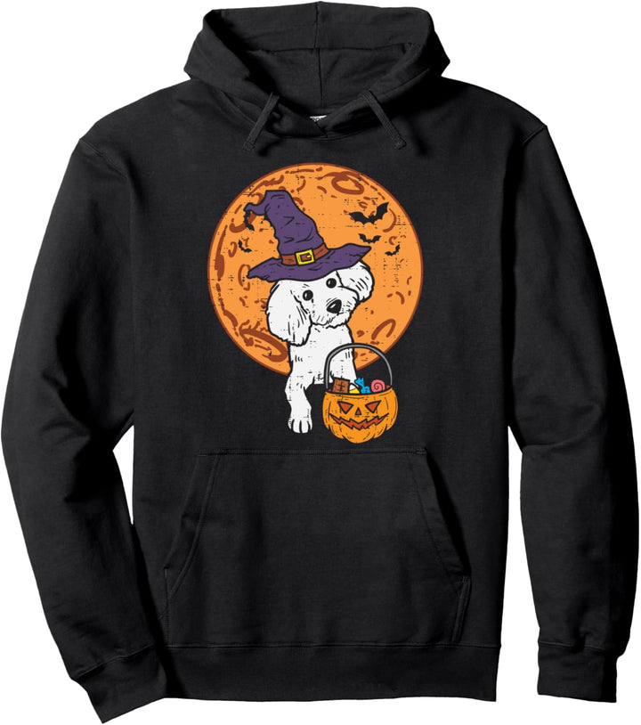 Pudel, Hexe, Mond, Jack O Laterne, Halloween, Hund, Herren, Damen Pullover Hoodie