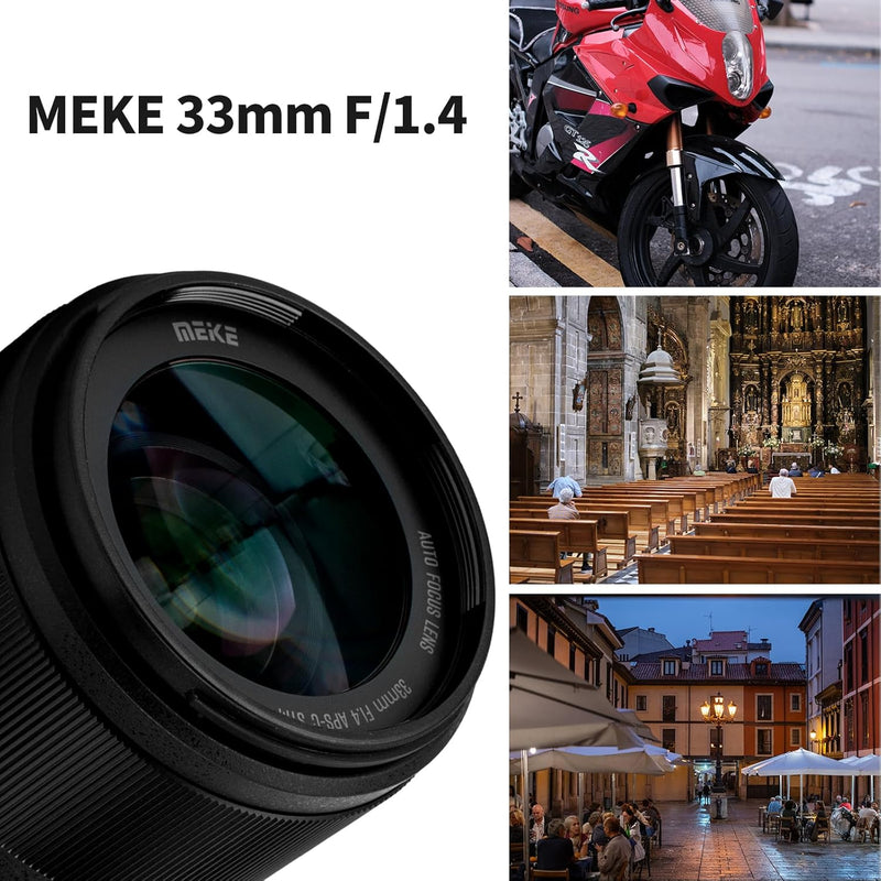 Meike 33 mm F1.4 Autofokus grosse Blende STM Schrittmotor APS-C Portrait Objektiv kompatibel mit Son