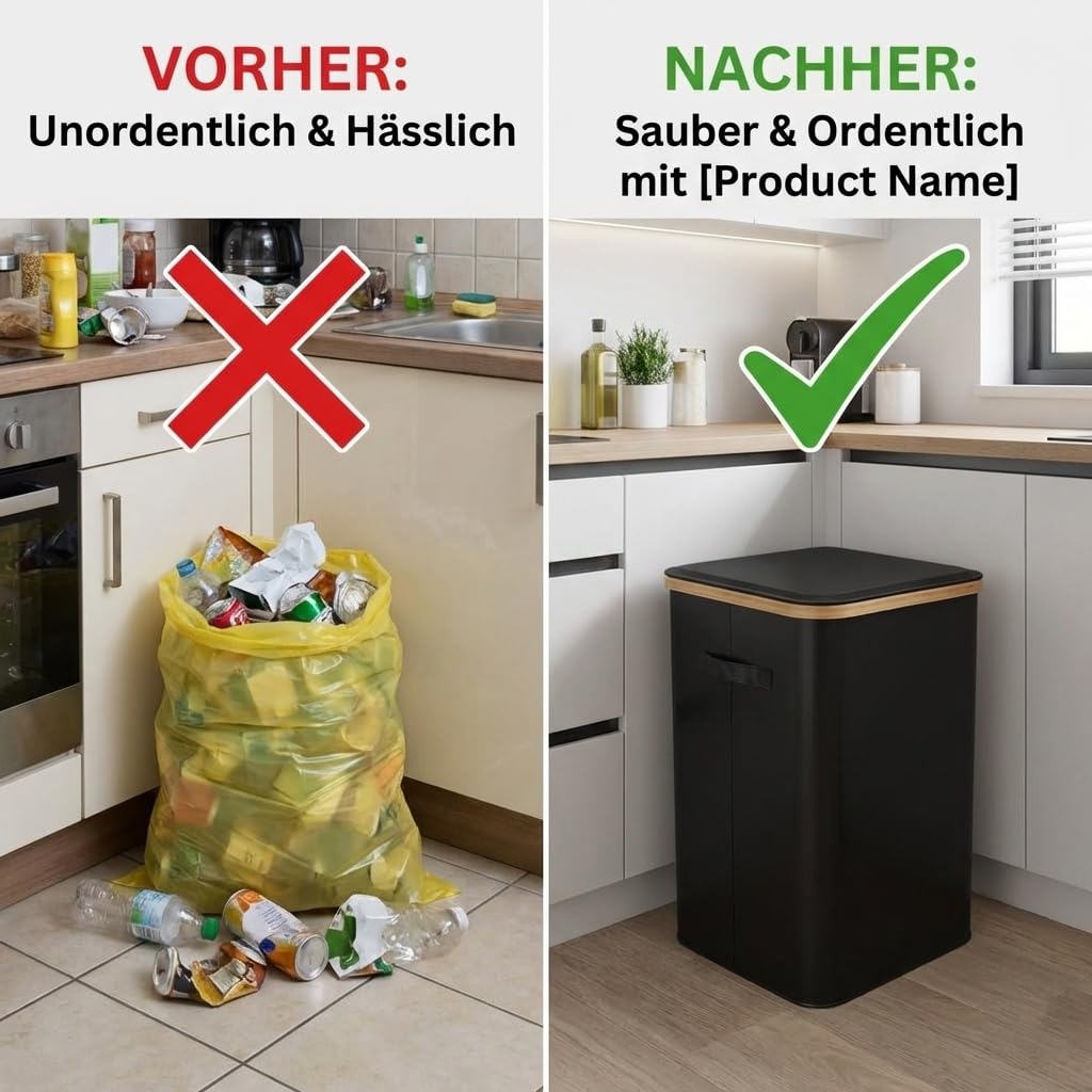 Gelber Sack Ständer 100L mit Deckel & Edelstahlring Geruchsabweisende Müllsackständer ist Extrem Rob